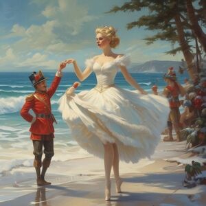 Graceful White Ballerina Beach Art Print 8x10